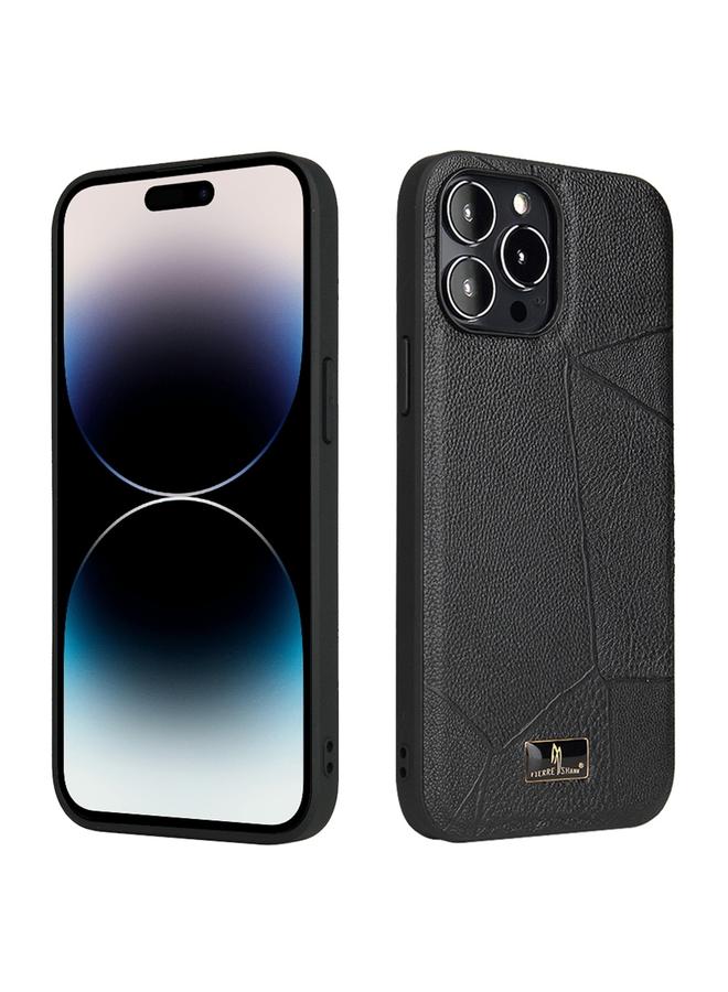Case For iPhone 14 Pro Fierre Shann Leather Texture Phone Back Cover Case