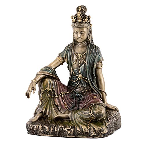 Top Collection Water and Moon Quan Yin Statue -Hand Painted Kuan Yin Goddess of Mercy and Compassion Sculpture in Premium Cold Cast Bronze- 5-Inch Collectible Bodhisattva Avalokiteśvara Figurine - Image 1