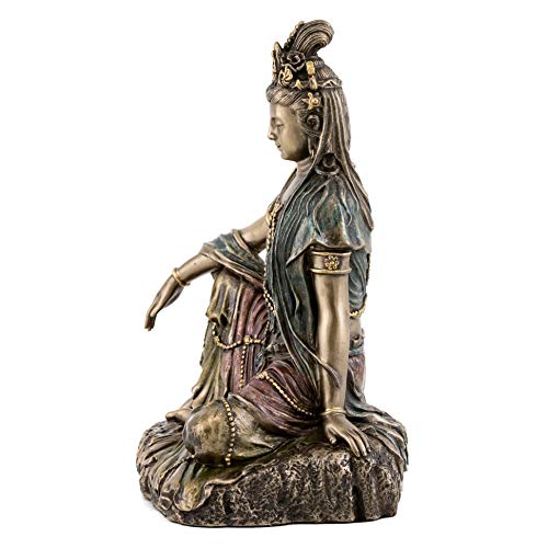 Top Collection Water and Moon Quan Yin Statue -Hand Painted Kuan Yin Goddess of Mercy and Compassion Sculpture in Premium Cold Cast Bronze- 5-Inch Collectible Bodhisattva Avalokiteśvara Figurine - Image 2