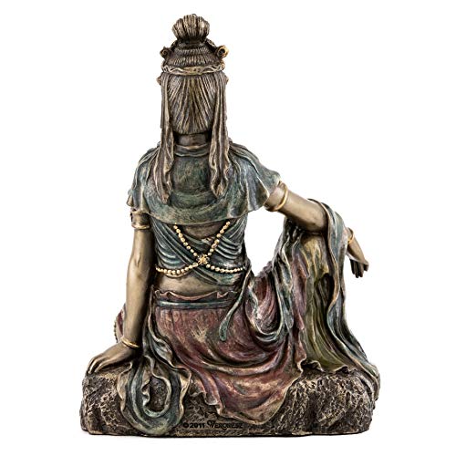 Top Collection Water and Moon Quan Yin Statue -Hand Painted Kuan Yin Goddess of Mercy and Compassion Sculpture in Premium Cold Cast Bronze- 5-Inch Collectible Bodhisattva Avalokiteśvara Figurine - Image 3