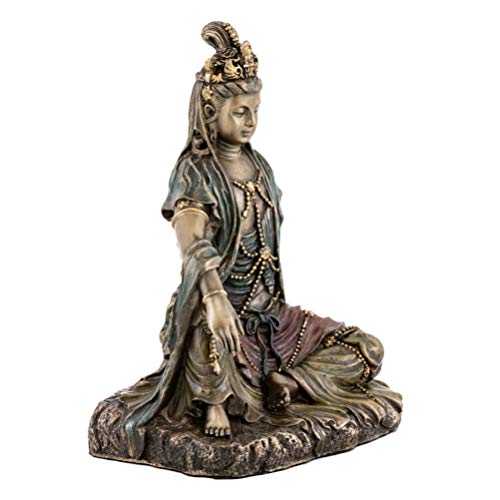 Top Collection Water and Moon Quan Yin Statue -Hand Painted Kuan Yin Goddess of Mercy and Compassion Sculpture in Premium Cold Cast Bronze- 5-Inch Collectible Bodhisattva Avalokiteśvara Figurine - Image 4