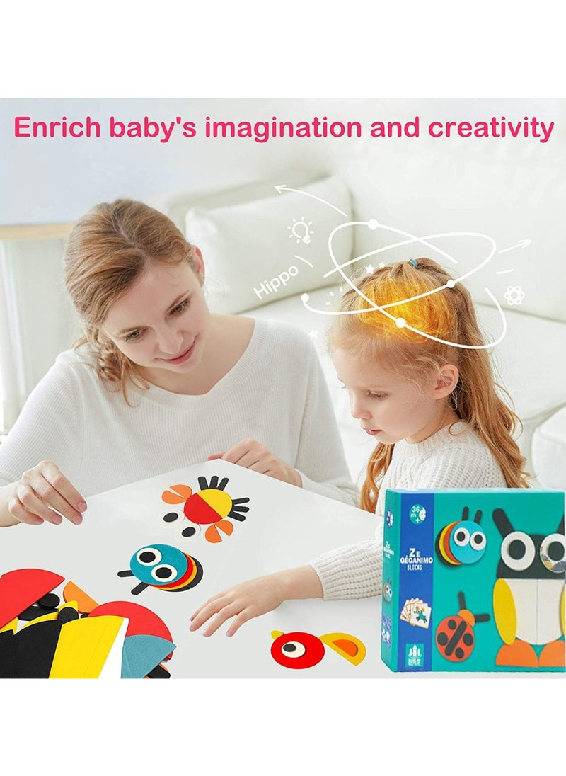 Generic - "Guanimo: An educational toy with colorful geometric pieces and challenge cards, enhancing your child's thinking and creativity skills while helping them learn about animals and create endless shapes using their imagination!" - Image 1