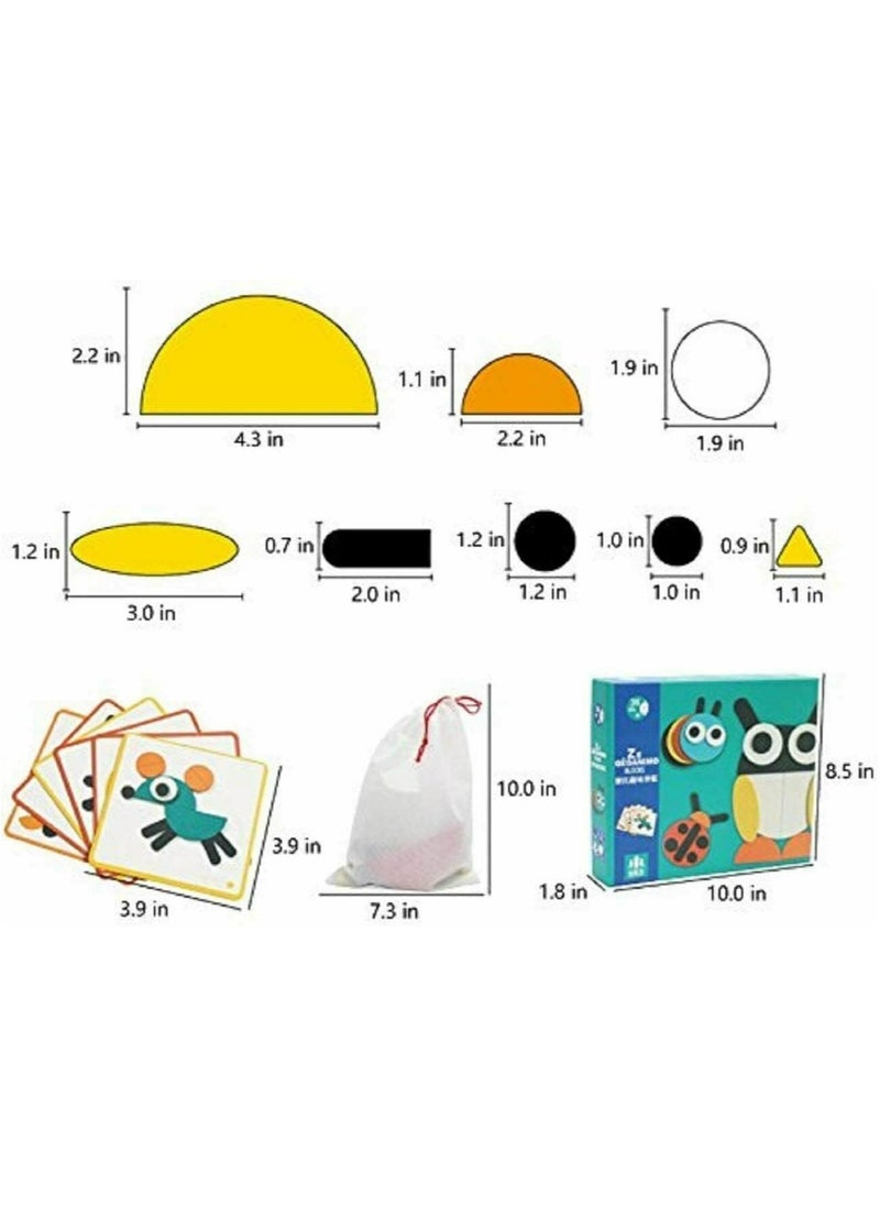 Generic - "Guanimo: An educational toy with colorful geometric pieces and challenge cards, enhancing your child's thinking and creativity skills while helping them learn about animals and create endless shapes using their imagination!" - Image 1
