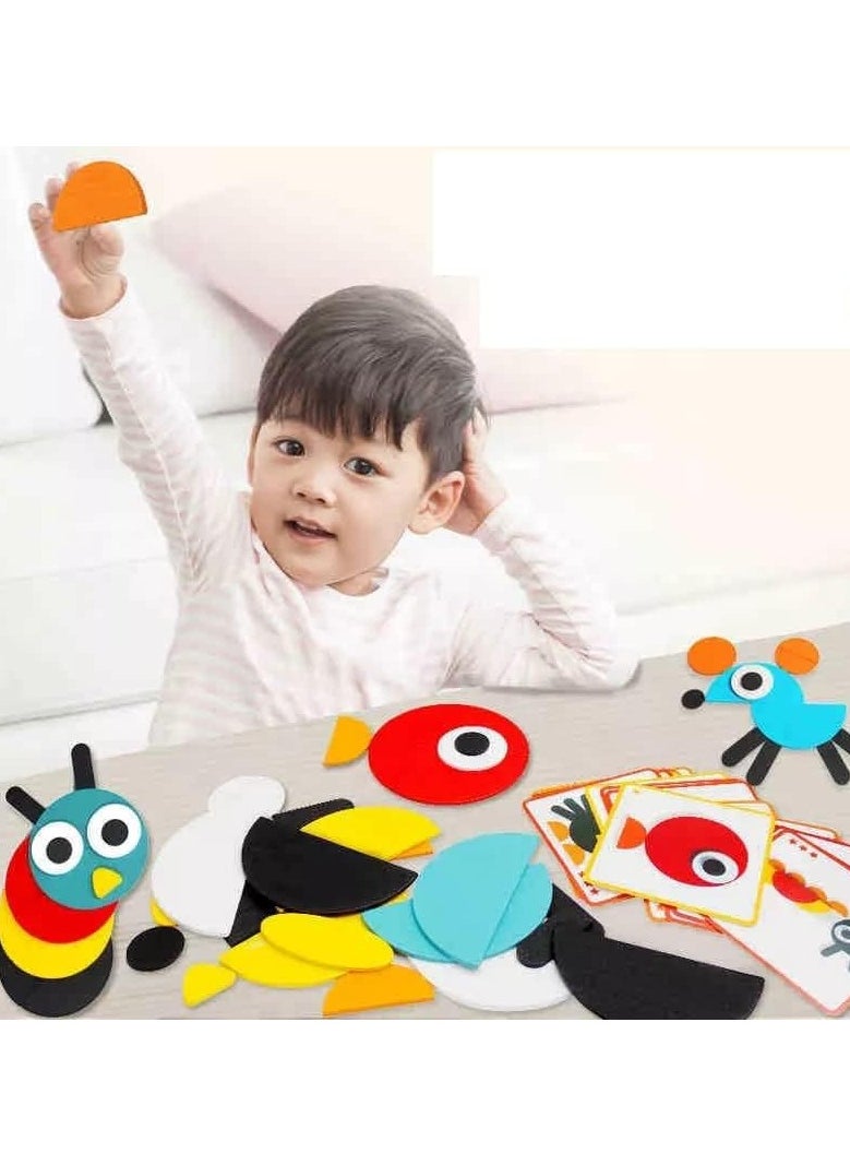 Generic - "Guanimo: An educational toy with colorful geometric pieces and challenge cards, enhancing your child's thinking and creativity skills while helping them learn about animals and create endless shapes using their imagination!" - Image 1