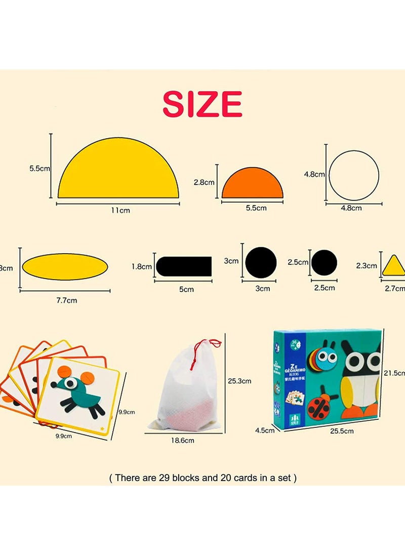 Generic - "Guanimo: An educational toy with colorful geometric pieces and challenge cards, enhancing your child's thinking and creativity skills while helping them learn about animals and create endless shapes using their imagination!" - Image 1