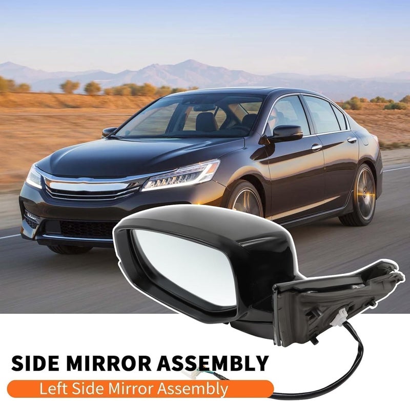 Aspaton Black Left Driver Side Mirror for 2013-2017 Accord with Power Glass and Heated Turn Signals - Image 2