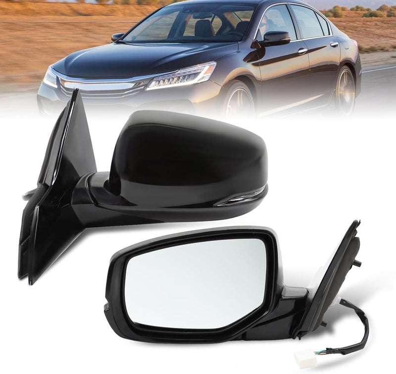 Aspaton Black Left Driver Side Mirror for 2013-2017 Accord with Power Glass and Heated Turn Signals - Image 1