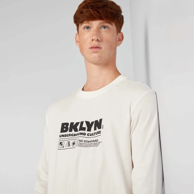 Kiabi Long-Sleeved Jersey T-Shirt White