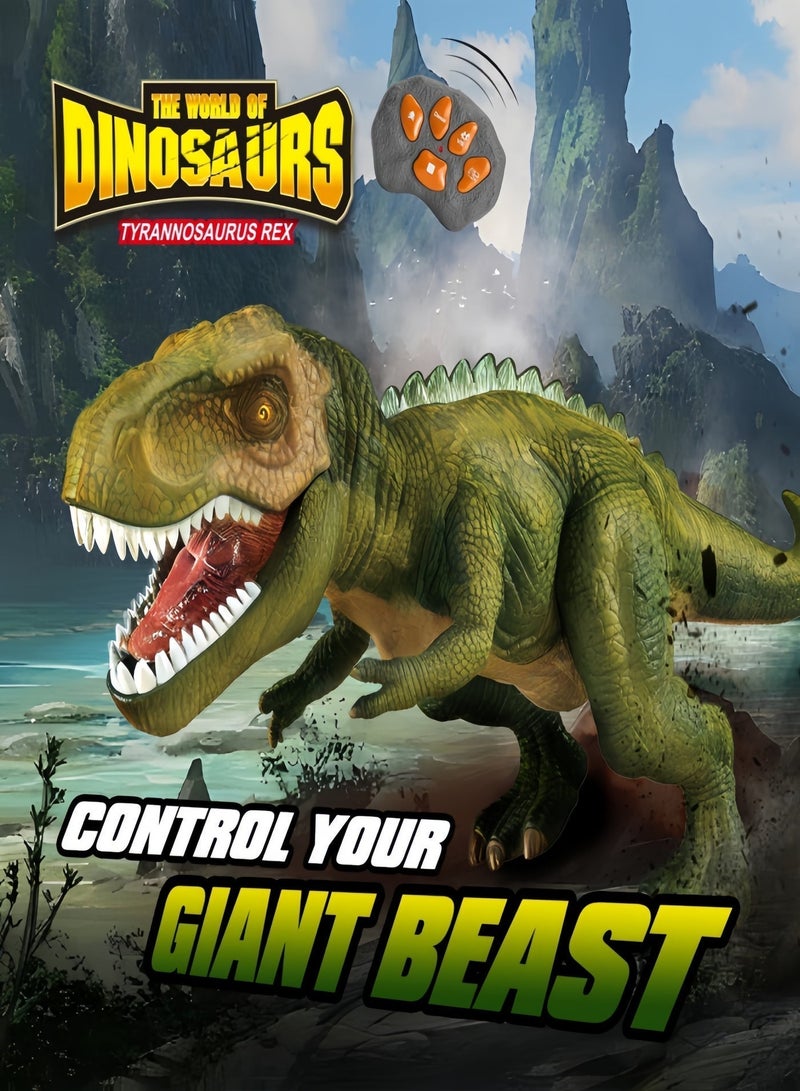 Remote Control Dinosaur Toy with Light & Sound Effects for Kids, Realistic T‑Rex with Glowing Eyes, Walking Movement, Shaking Head, ,Children RC Dinosaur Play Toy Gift for Boys Girls 3+ - Image 2