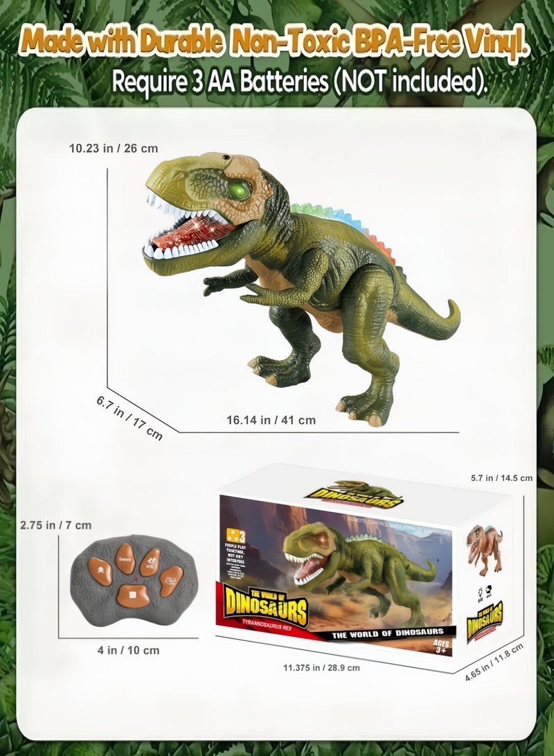 Remote Control Dinosaur Toy with Light & Sound Effects for Kids, Realistic T‑Rex with Glowing Eyes, Walking Movement, Shaking Head, ,Children RC Dinosaur Play Toy Gift for Boys Girls 3+ - Image 4