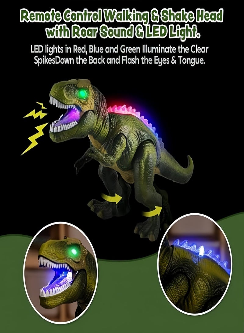 Remote Control Dinosaur Toy with Light & Sound Effects for Kids, Realistic T‑Rex with Glowing Eyes, Walking Movement, Shaking Head, ,Children RC Dinosaur Play Toy Gift for Boys Girls 3+ - Image 5
