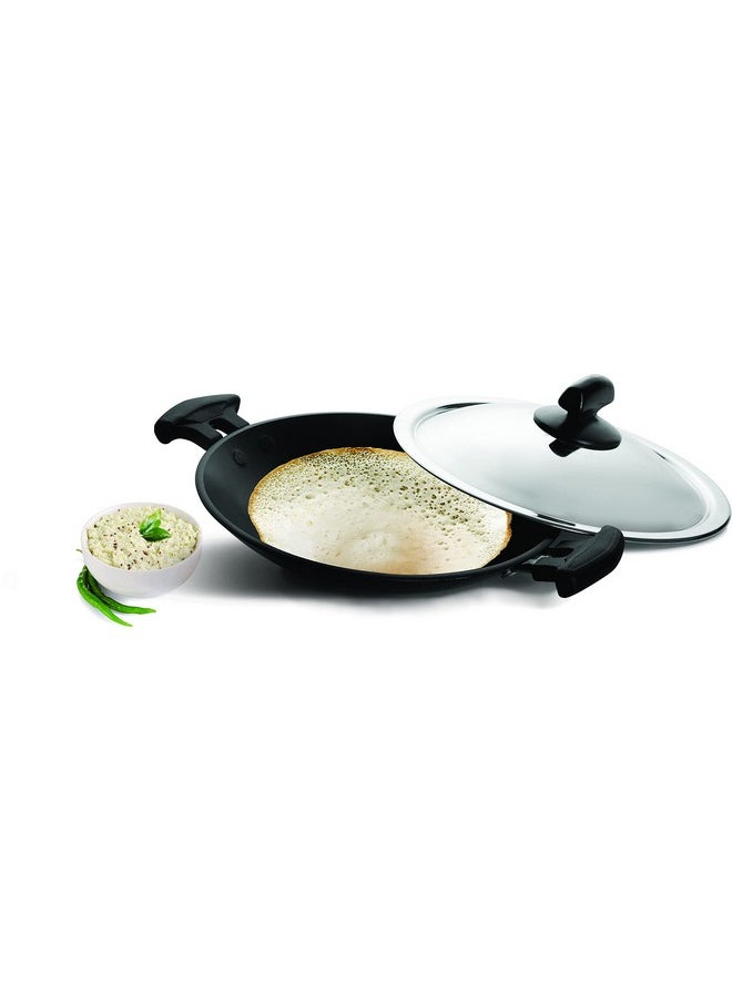 pigeon Pigeon by Stovekraft Special Aluminium Non-Stick Appachetty with Lid, 200mm, Black  - Image 1