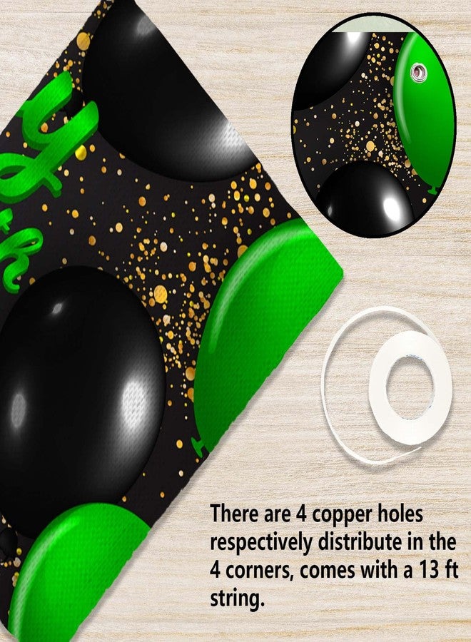 DZTRELFK Happy 16th Birthday Green and Black Banner Backdrop Cheers to 16 Years Old Confetti Balloons Theme Decor Decorations for Girls 16 Years Old Birthday Party Bday Supplies Background Gift Glitter - Image 3