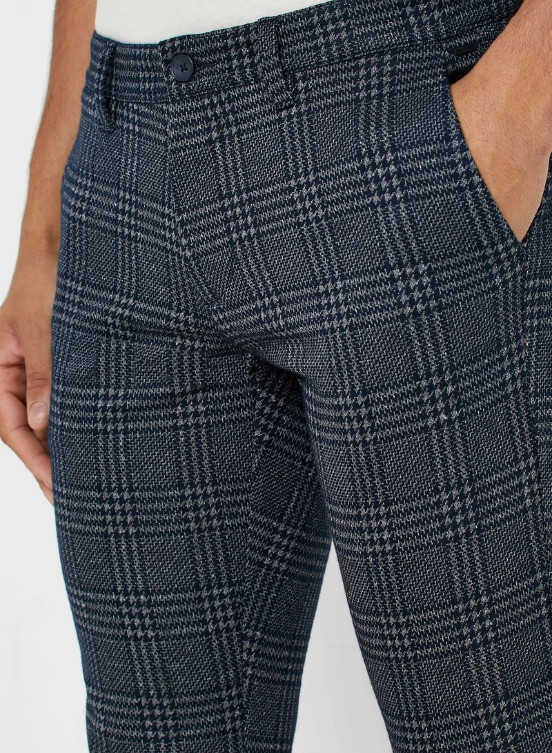 Only & Sons Mark Checked Slim Fit Trousers