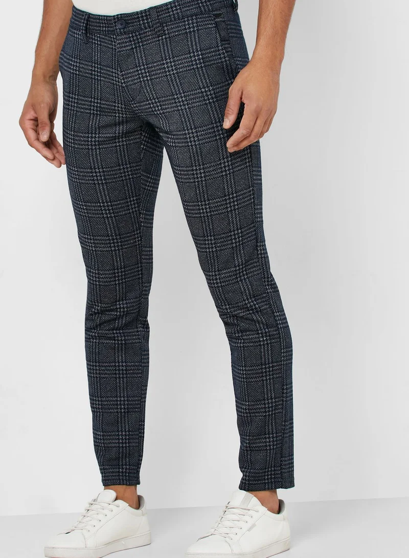 Only & Sons Mark Checked Slim Fit Trousers