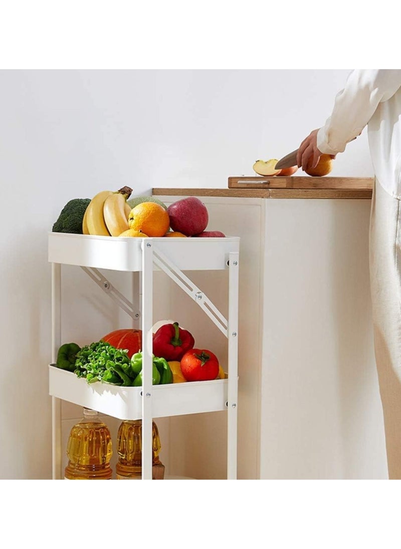Chulovs - 3 Tiers Foldable Storage Trolley Cart office cart Kitchen utility carts Foldable Rolling Carts Trolley with Locking Wheels for Kitchen Multi-purpose Shelving Organizer storage rack - Image 1