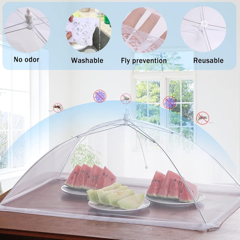 JULBEAR 4 Pcs Extra Large Mesh Food Cover Tent Umbrella Food Screen Covers for Outside Pop-up Mesh Reusable Food Nets for Parties Picnics Outdoor BBQs Collapsible (2 Pcs 40"x24", 2 Pcs 32"x24") - Image 3