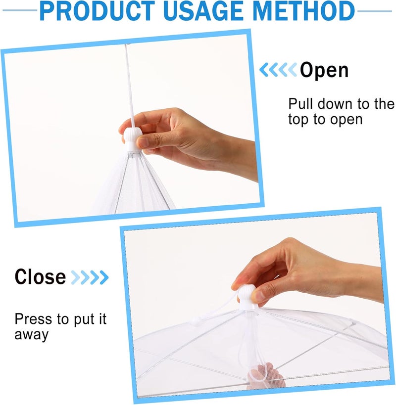 JULBEAR 4 Pcs Extra Large Mesh Food Cover Tent Umbrella Food Screen Covers for Outside Pop-up Mesh Reusable Food Nets for Parties Picnics Outdoor BBQs Collapsible (2 Pcs 40"x24", 2 Pcs 32"x24") - Image 4