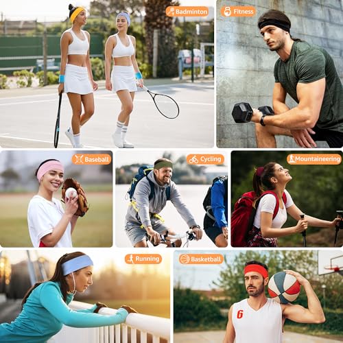 DiyJibb Headbands for Women, Stretchy Non Slip Soft Cotton Cloth Hair Bands for Sports, Workout, Yoga and Running, 7pcs - Image 4