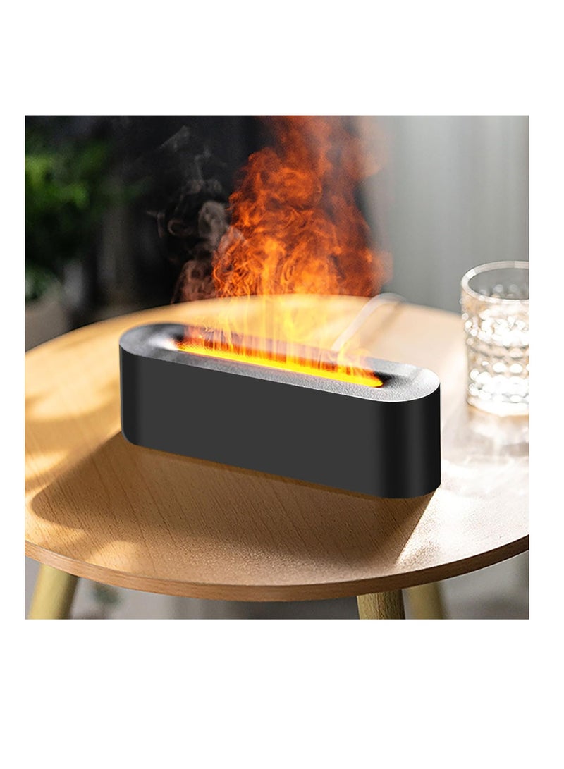 Furtey 3D Flame Lamp Humidifier 3 in-1 Aromatherapy Diffuser with 7 Color Lights Timer Electric Fire Diffuser Essential Oil Diffusers Mini Air Humidifier Gift for Home Bedroom Offices Decor-Black - Image 1