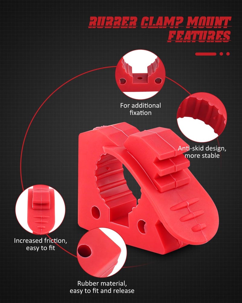 ADTOPI Overlanding Shovel Holder Quick-Release Clamp Mount for 1-1/7'' to 1-3/7'' Diameter Tools and Equipment for Home, Off-road vehicle, UTV, ATV, Van, Trucks, Boat & Train 4 Pack Red - Image 4