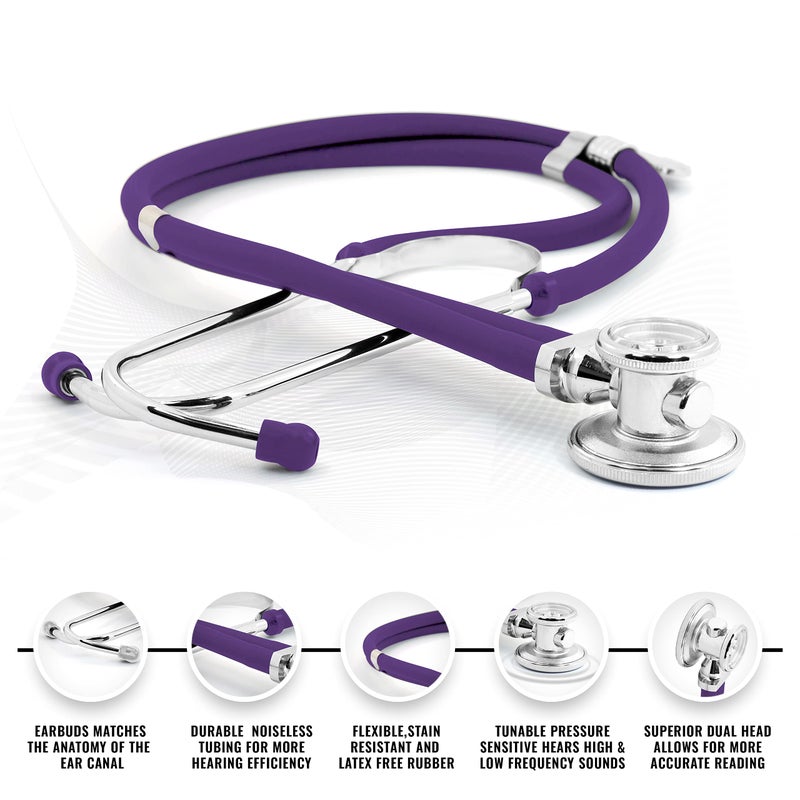 ASA Techmed طقم بداية ممرض EMT من ASA TECHMED مع سماعة طبية، جهاز قياس ضغط الدم ومقص EMT 7.5" هدية مثالية للممرضين، طلاب الطب، رجال الإطفاء، الشرطة والاستخدام الشخصي (أرجواني) - Image 2