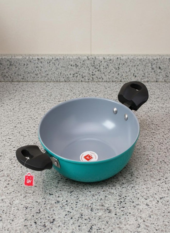LAZYwindow Elite Nonstick Small Kadhai, 20.5cm Dia, Seafoam Green, 460gm - Image 1