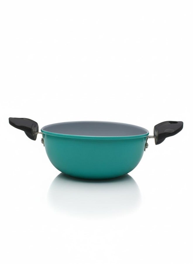 LAZYwindow Elite Nonstick Small Kadhai, 20.5cm Dia, Seafoam Green, 460gm - Image 3