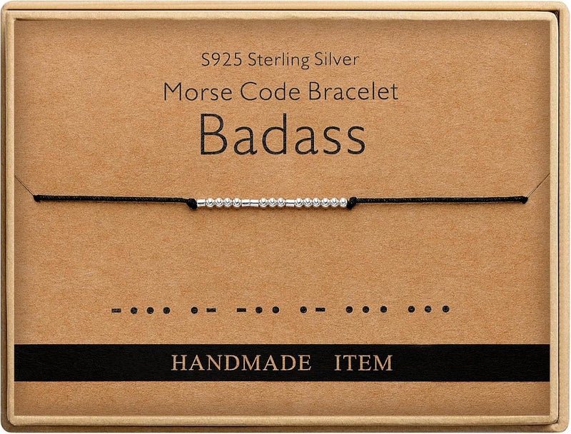 Monily Inspirational Gifts for Women Morse Code Bracelets for Women Funny Bracelet for Friend Funny Gift for Women Sterling Silver Bracelet for Women - Image 1