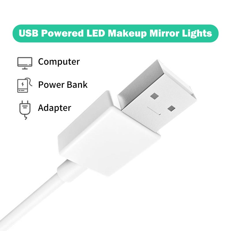 أضواء مرآة المكياج LED: شريط LED بتحكم لمس وضواء قابل للتعديل وآمن على العين - أضواء مرآة مكياج تعمل بالـ USB وسهلة التركيب للمرايا في الحمام والمكياج - Image 5