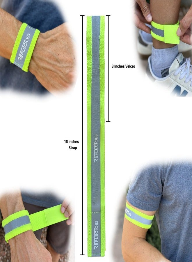 ReflecToes Reflective Safety Bands (Pack of 2), Adjustable 5-16 in for Wrist, Arm, Ankle or Leg - Fluorescent Day Visibility + 360° Retroreflective Night Safety for Running, Walking, Cycling - Image 2
