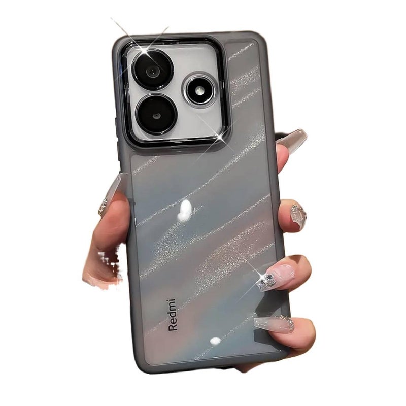 LS غطاء واقي، أسود سيليكون، مقاومة السقوط, حماية عدسة، مقاوم للصدمات لـ Redmi Note 14 من السيليكون باللون الأسود باللون الأحمر - Image 1