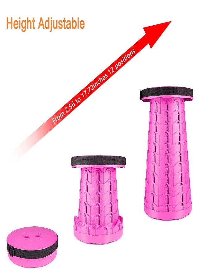 Boreeman Upgraded Folding Stool Lightweight Yet More Sturdy with Load Capacity 400lbs Portable Collapsible Stool Retractable Stool for Camping Fishing Hiking BBQ (Pink) - Image 4