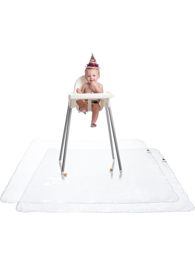 Graco Under High Chair Mat - Waterproof & Washable Plastic Food/Spill Catcher - 50" Eating, Painting & Art Floor Cover, Clear (Pack of 2) - Image 1