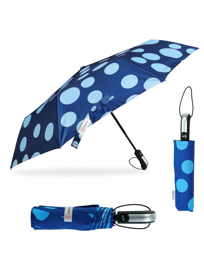 Destinio Umbrella for Women -3 Fold, UV Coated, Auto Open Close- Printed Design Umberallas for Ladies, Girls and Men (Printed Dark Blue) - Image 1