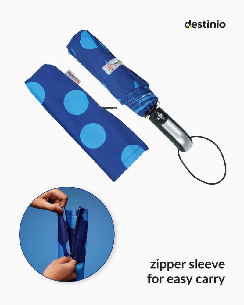 Destinio Umbrella for Women -3 Fold, UV Coated, Auto Open Close- Printed Design Umberallas for Ladies, Girls and Men (Printed Dark Blue) - Image 2