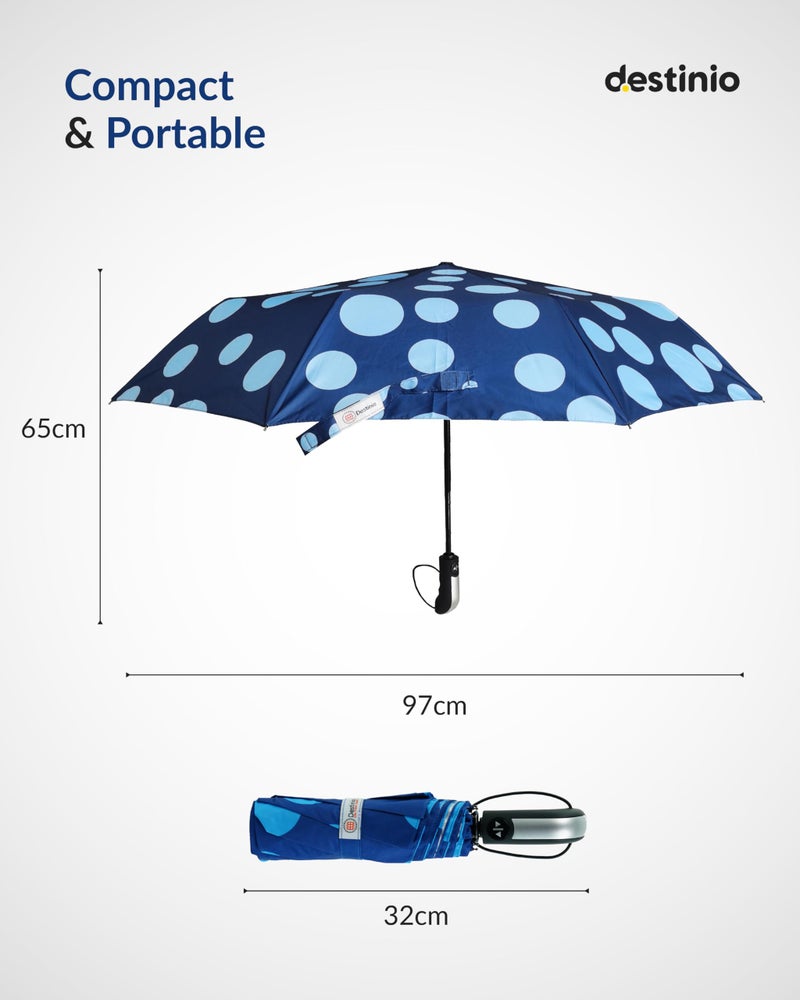 Destinio Umbrella for Women -3 Fold, UV Coated, Auto Open Close- Printed Design Umberallas for Ladies, Girls and Men (Printed Dark Blue) - Image 4