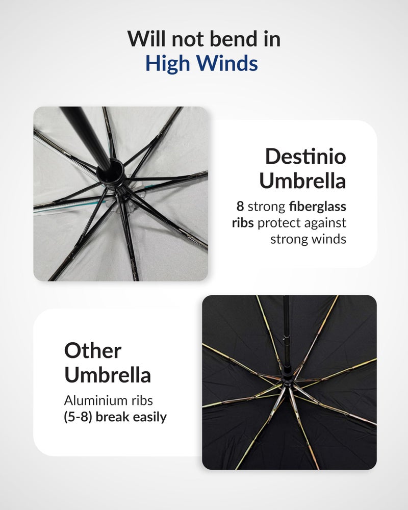 Destinio Umbrella for Women -3 Fold, UV Coated, Auto Open Close- Printed Design Umberallas for Ladies, Girls and Men (Printed Dark Blue) - Image 3