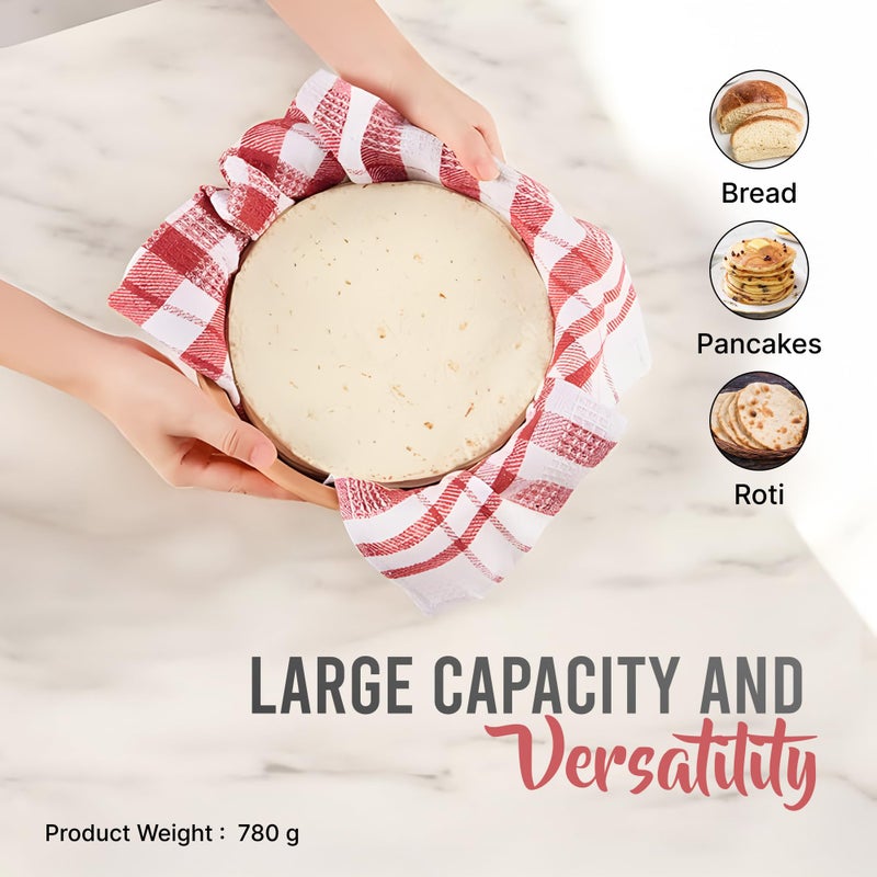 The Better Home المنزل الأفضل | صندوق شباتي خشبي للمطبخ (2.5 لتر) | دبا مع غطاء | كسرولة لتقديم الطعام | صندوق شباتي | تخزين (منقوش)  - Image 5