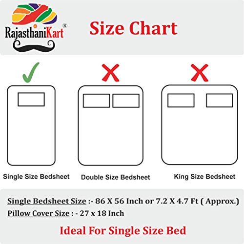 RajasthaniKart® Comfort Rajasthani Jaipuri Traditional Sanganeri Print 144 TC 100% Cotton Single Bedsheet with 1 Pillow Covers (Single, Red) - Image 3