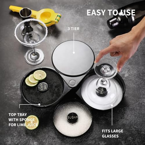 USEEKRIL Margarita Kit - Set of 2 Margarita Glasses (8.5oz), 3-Tier Salt Rimmer, Stainless Cocktail Shaker & Jigger, Coasters，Cocktails Cards，Citrus Squeezer and More - Margarita Kit Gift Set - Image 5