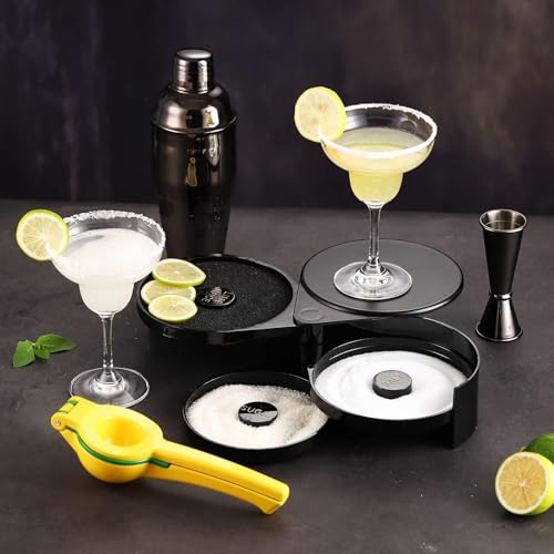 USEEKRIL Margarita Kit - Set of 2 Margarita Glasses (8.5oz), 3-Tier Salt Rimmer, Stainless Cocktail Shaker & Jigger, Coasters，Cocktails Cards，Citrus Squeezer and More - Margarita Kit Gift Set - Image 3