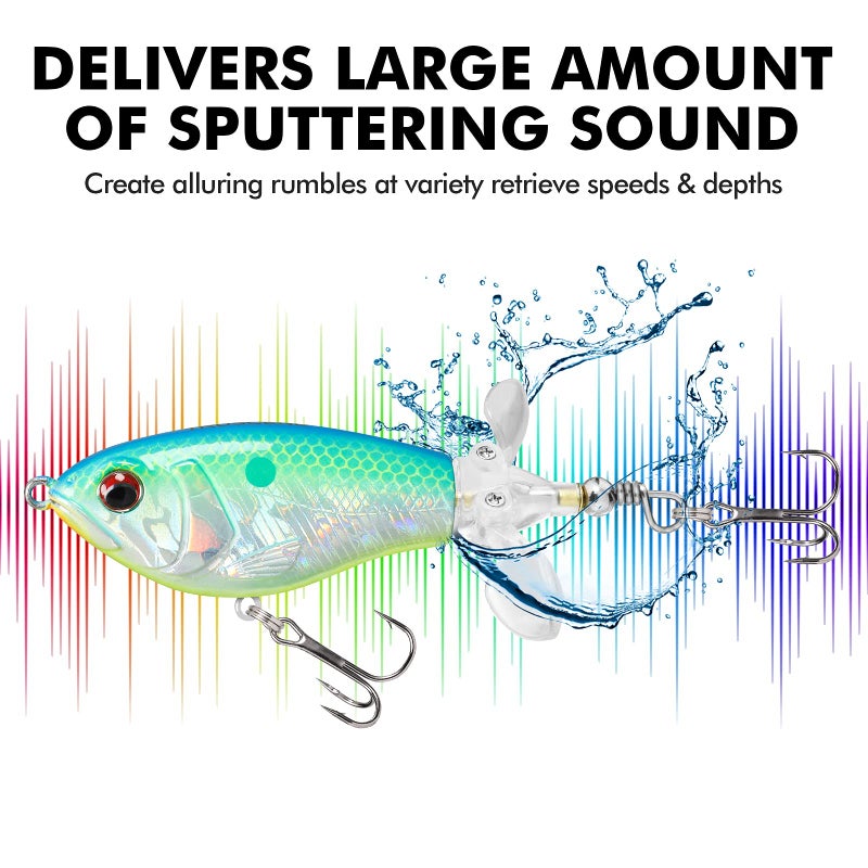 TRUSCEND Top Water Fishing Lures with BKK Hooks, Whopper for Freshwater or Saltwater, Floating Lure Bass Catfish Pike, Wobble Surface Bait Teasers Gifts Men - Image 5