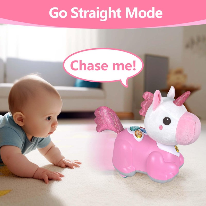iPlay, iLearn Unicorn Baby Musical Toy, Infant Crawling Toys for 6-9 9-12 12-18 Month, Baby Tummy Time Toddler Musical Light Toy for Age 0-2, 1 Year Old Boys Girls 1st Birthday Gift - Unicorn - Image 2