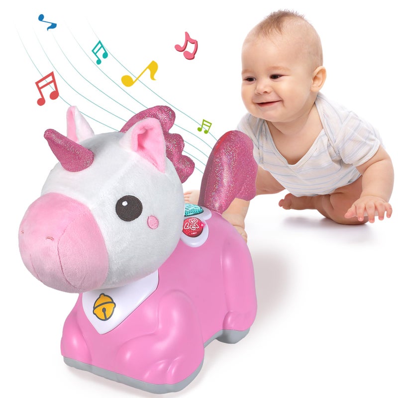 iPlay, iLearn Unicorn Baby Musical Toy, Infant Crawling Toys for 6-9 9-12 12-18 Month, Baby Tummy Time Toddler Musical Light Toy for Age 0-2, 1 Year Old Boys Girls 1st Birthday Gift - Unicorn - Image 1