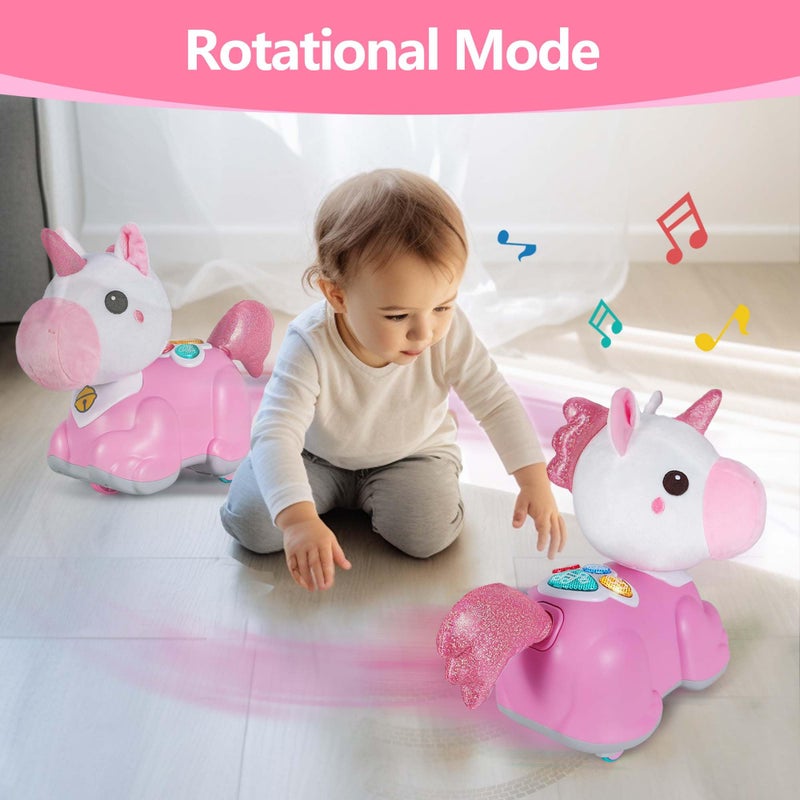 iPlay, iLearn Unicorn Baby Musical Toy, Infant Crawling Toys for 6-9 9-12 12-18 Month, Baby Tummy Time Toddler Musical Light Toy for Age 0-2, 1 Year Old Boys Girls 1st Birthday Gift - Unicorn - Image 3