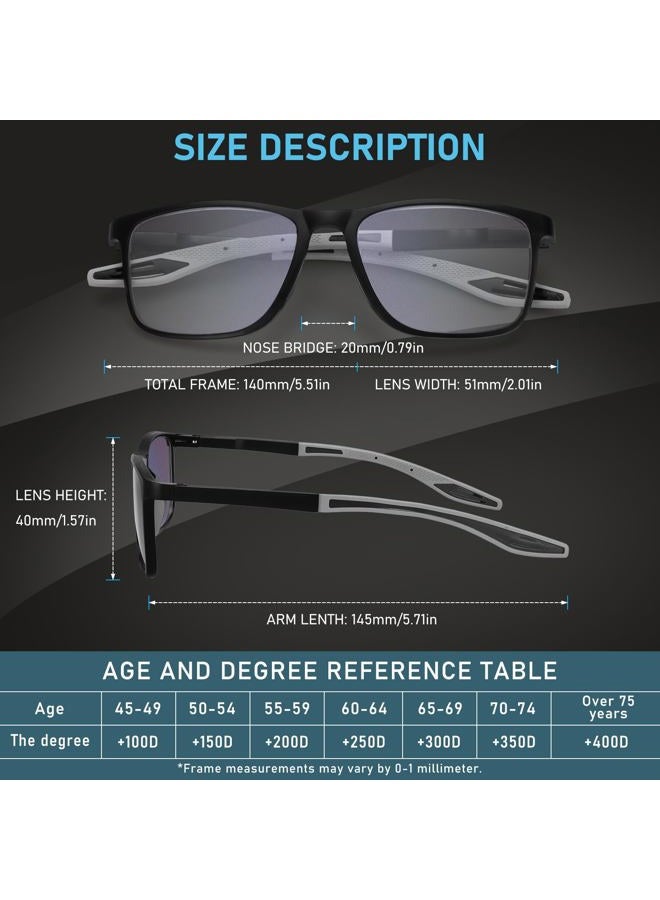 BLOEXCLU 4 Pack Progressive Multifocus Reading Glasses for Men Women TR90 Sports Style Anti-Blue Light Computer Readers (black & grey & leopard & grey leopard, 2, x) - Image 3