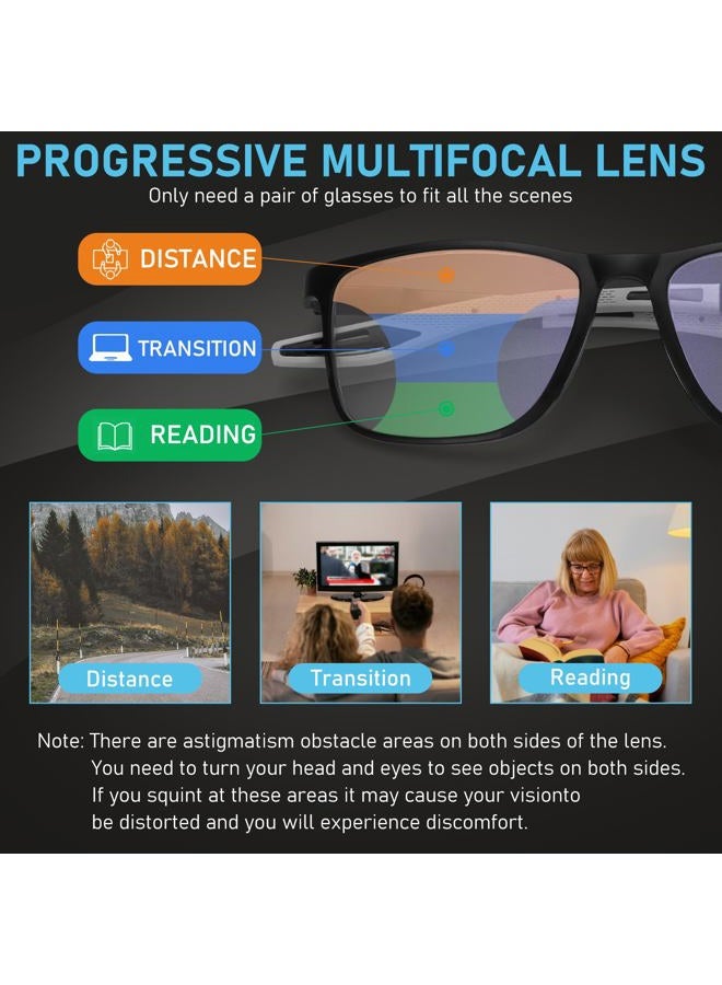 BLOEXCLU 4 Pack Progressive Multifocus Reading Glasses for Men Women TR90 Sports Style Anti-Blue Light Computer Readers (black & grey & leopard & grey leopard, 2, x) - Image 5