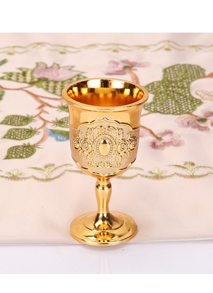 SYOSI Vintage Metal Goblet,  Retro High Grade Golden Cup, Fancy Gold Engraving Drinking Cup, Medieval Retro Ornaments for Kitchen Home Party Wedding Decoration Decor 2PCS  - Image 5