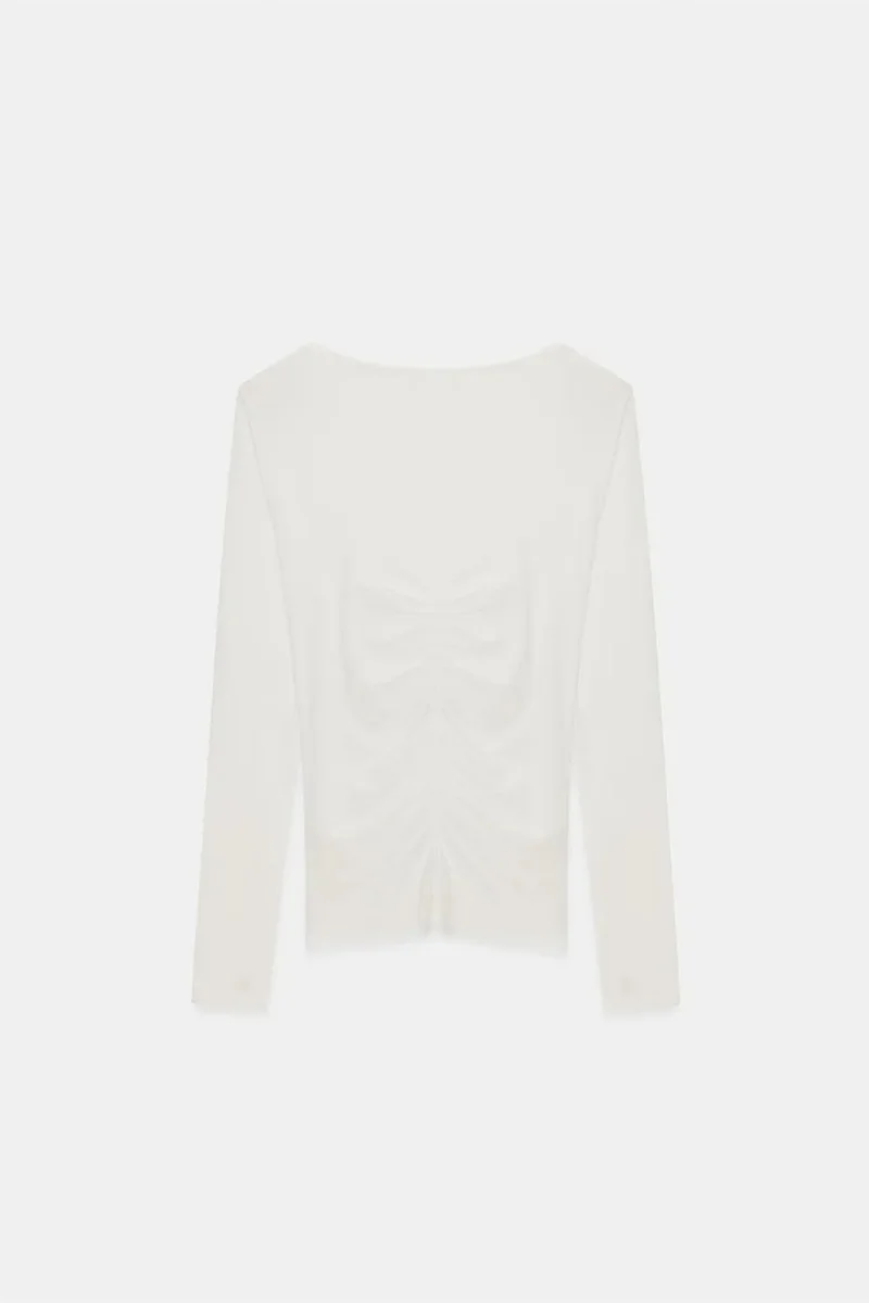 Dilvin White DILVIN Slim Fit Boat Neck Long Sleeve Blouse for Women | Best Price UAE